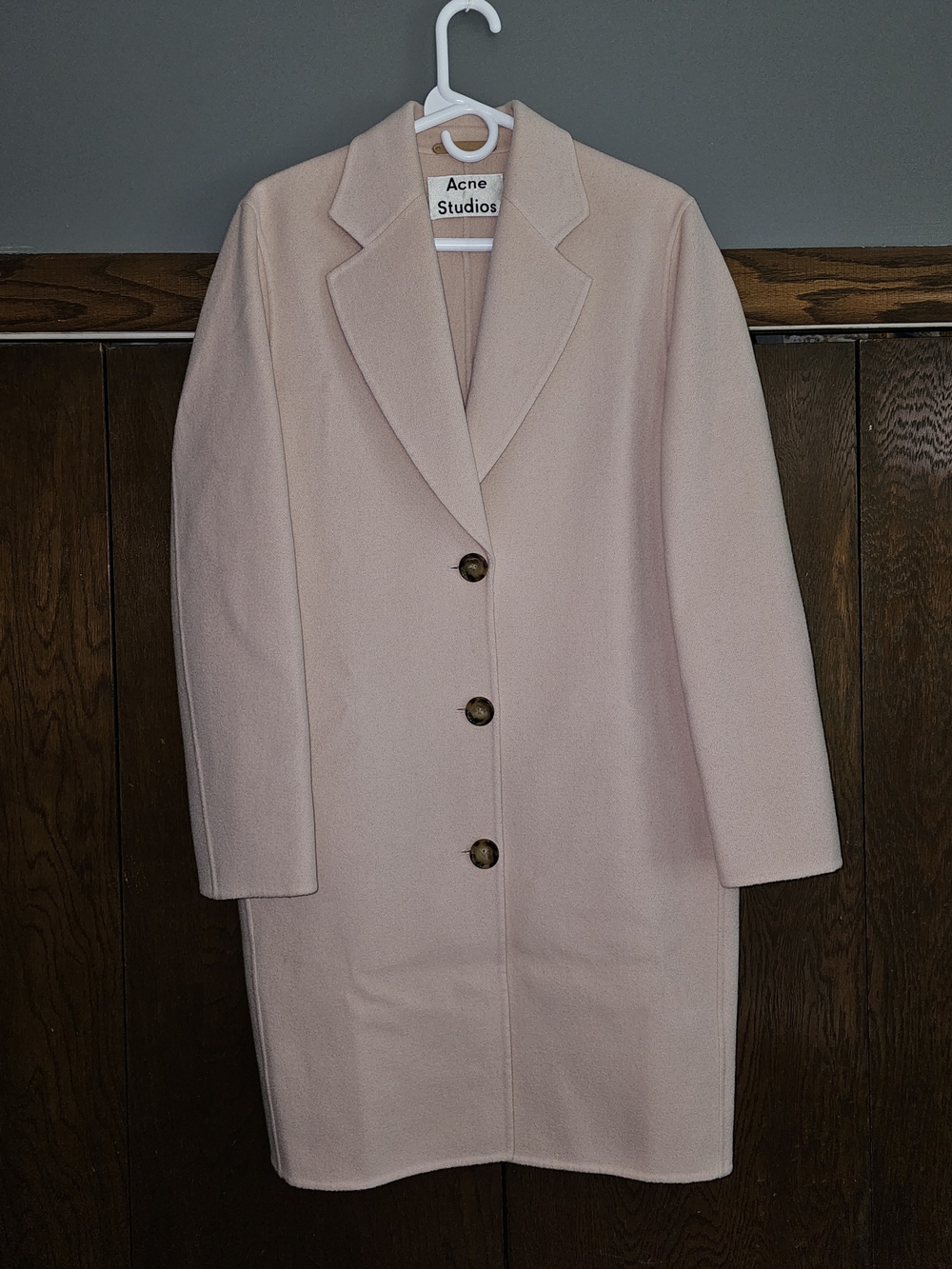 Acne Studios Landi Double PAW17 Cashmere Wool Coat Light Pink